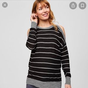 Loft cold-shoulder striped sweater